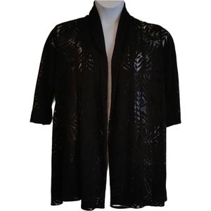 Black semi-sheer cardigan/jacket, size L